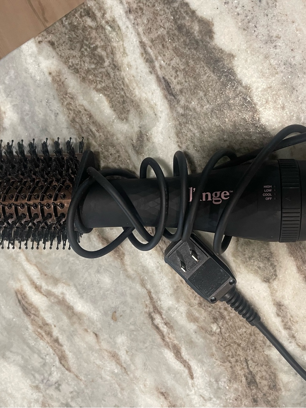 Lange Black and Rose Gold Round Hot Air Styling Brush